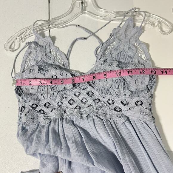 Free People Adella Slip Dress Lavender Lace Babydoll Fairy Boho Ruffles Sz Small - Picture 9 of 11